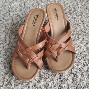 Brown wedge sandals size 6.5
